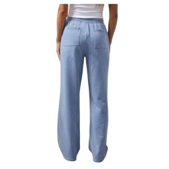 Monrow Indigo French Terry Light Blue Wide-Leg Pants 
Size M - Picture 4 of 8